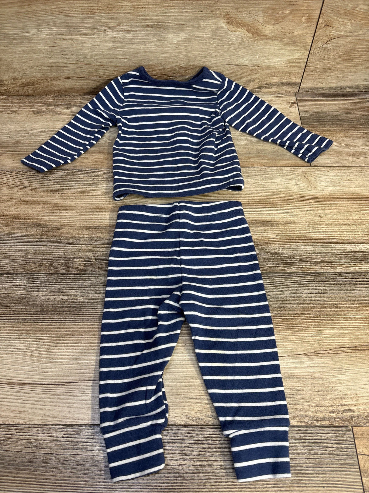 Just One You 2pc Fox Embroidered Striped Shirt & Pants Set Navy sz 9m