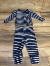 Just One You 2pc Fox Embroidered Striped Shirt & Pants Set Navy sz 9m