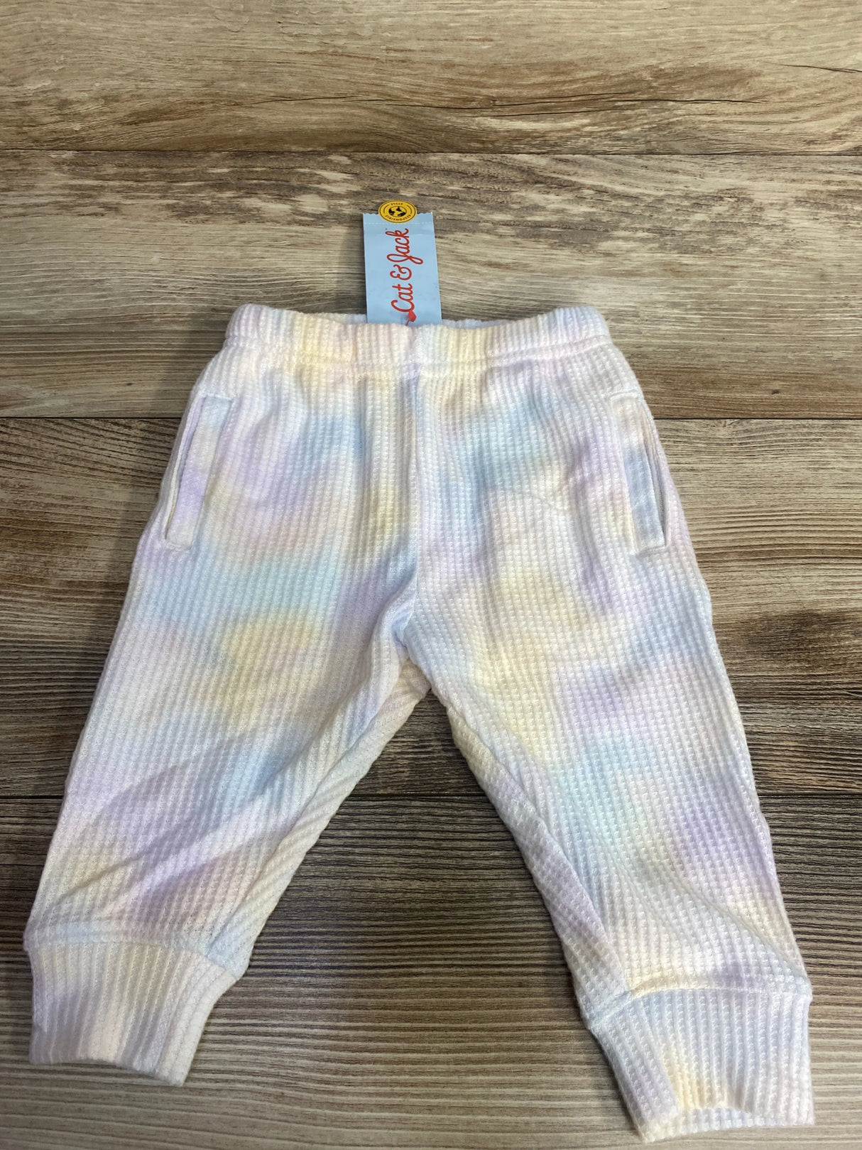 NEW Cat & Jack Tie-Dye Waffle Knit Pants White sz 12m