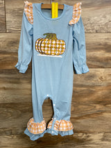 Shein Pumpkin Ruffled Coverall Light Blue sz 12-18m