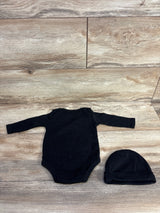 Jordan Long Sleeve Bodysuit and Hat 2pc Set Black sz 6m