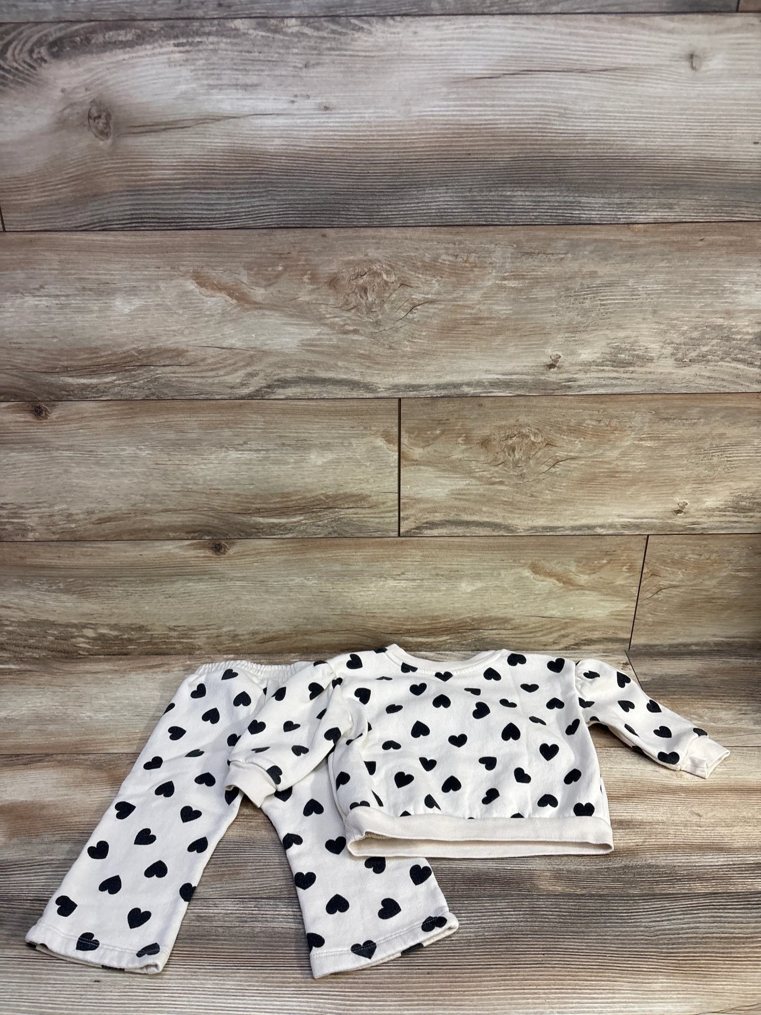 Baby Gap 2pc Heart Print Pullover Sweatshirt & Pants Set Beige sz 12-18m