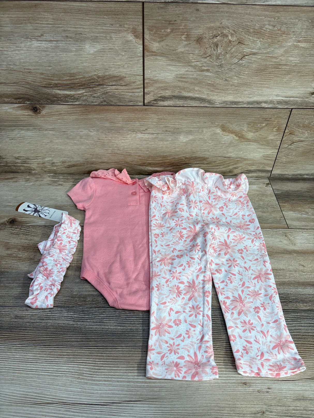 NEW Daisy Fuentes 3pc Bodysuit + Pants + Headband Set Pink sz 12m - Me n Mommy To Be