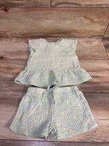 Member's Mark 2pc Gauze Playwear Set Green sz 2T