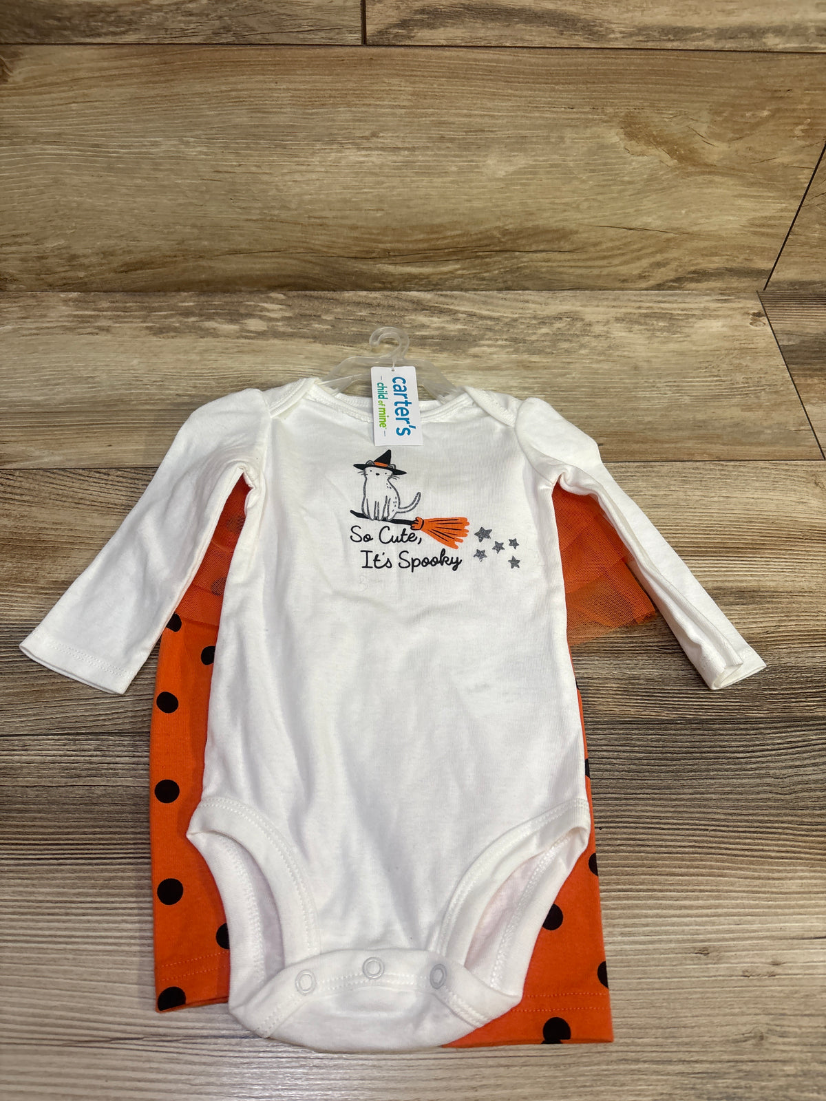 NEW Child Of Mine 2pc So Cute, It's Spooky Bodysuit & Skeggings Set White sz 3-6m