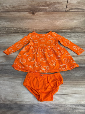 Cat & Jack 2pc Pumpkin Print Dress & Bloomers Orange sz 18m - Me n Mommy To Be