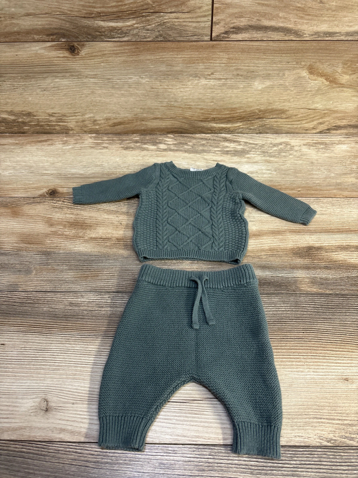 Just One You 2pc Knit Shirt & Pants Set Green sz Newborn