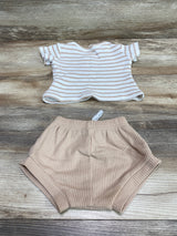 2pc Striped Waffle Knit Shirt & Shorts White sz 9-12m