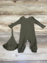 Hi Im New Here 2pc Ribbed Coverall & Hat Set Green sz 0-3m