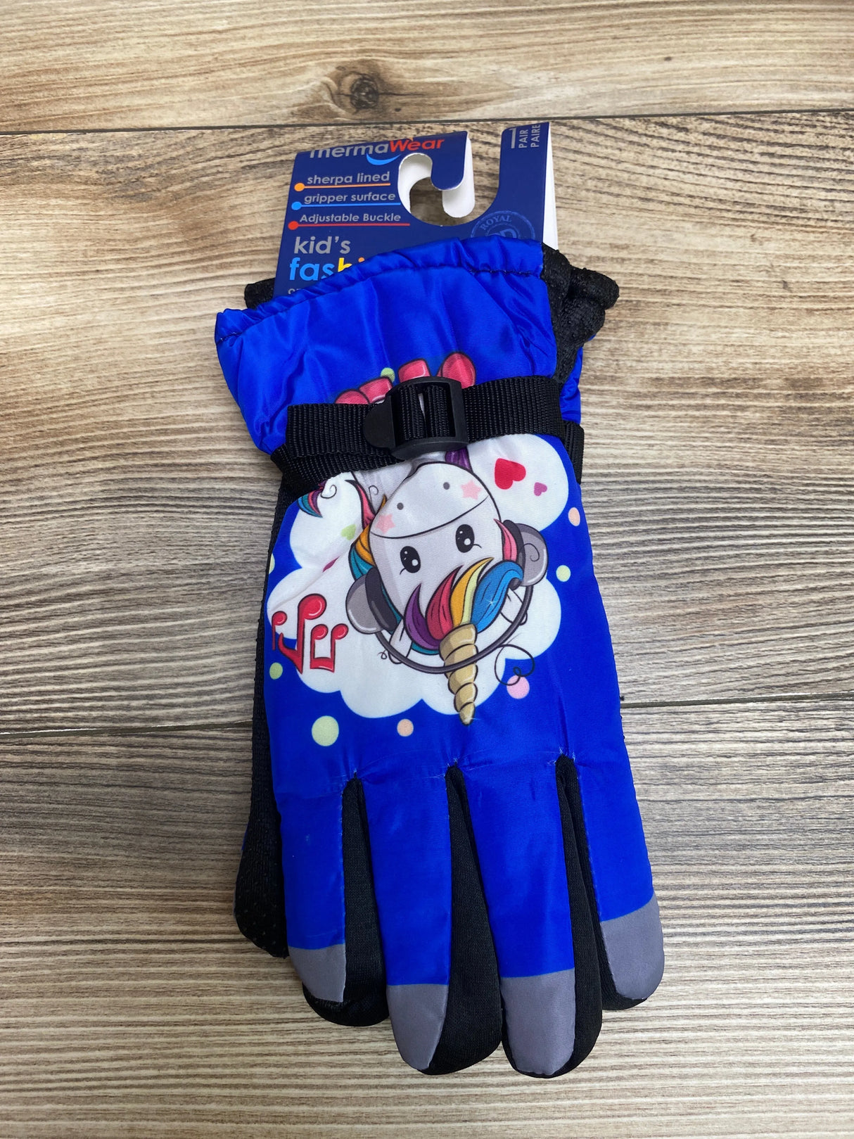 NEW ThermaWear Kid's Unicorn Winter Ski Gloves Blue