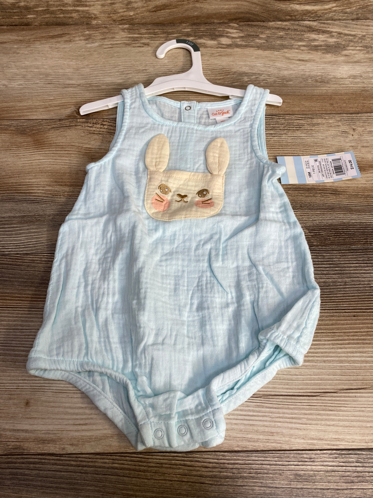 NEW Cat & Jack Gauze Bunny Romper Blue sz 18m