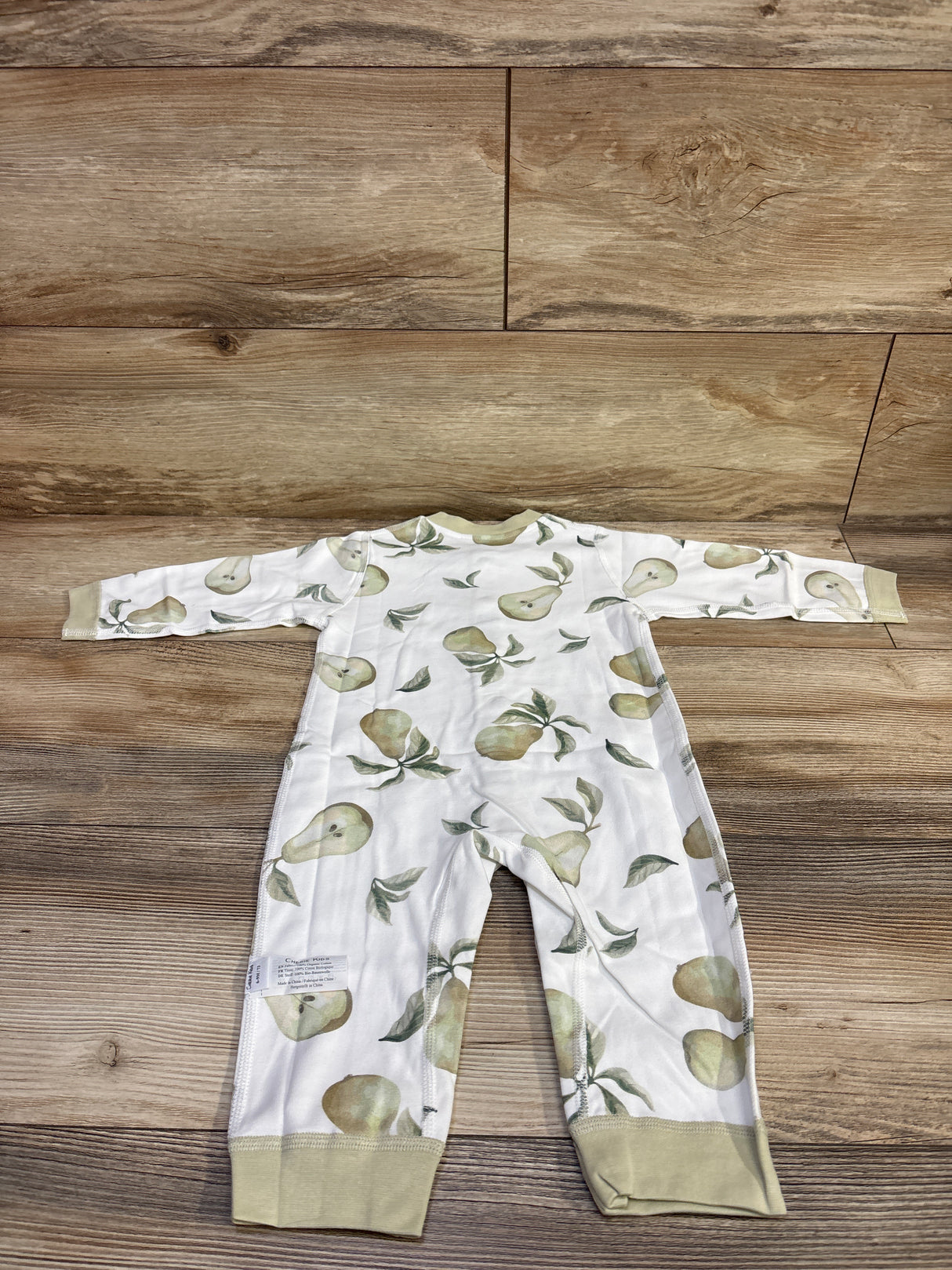 NWOT Cherie Kids Pear Print Snap Coverall White sz 6-9m