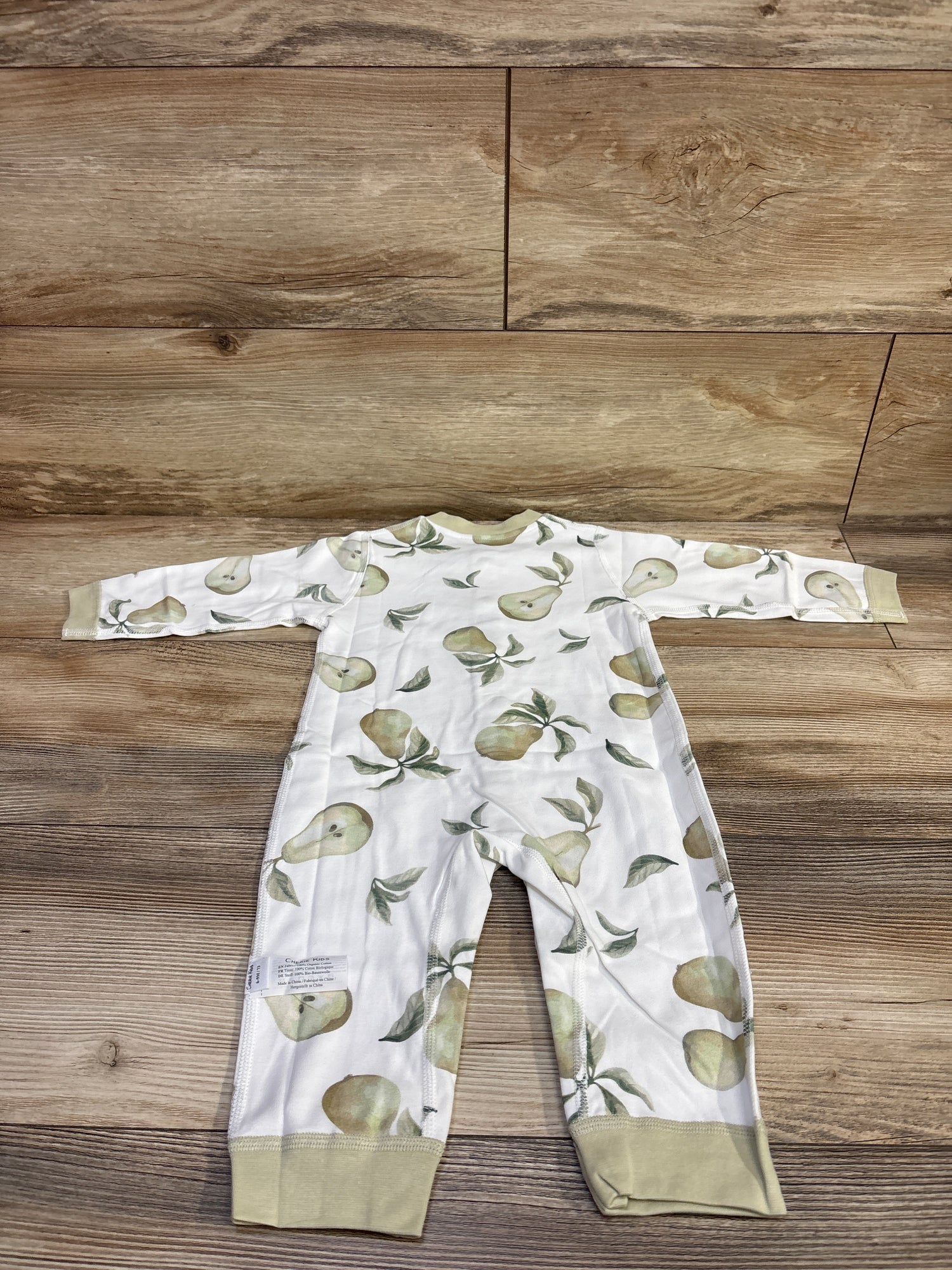 NWOT Cherie Kids Pear Print Snap Coverall White sz 6-9m