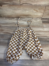 Checkered Sleeveless Jumpsuit Brown sz 9-12m