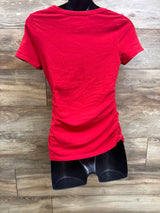 Isabel Maternity Ruched V-Neck Shirt Red sz Small