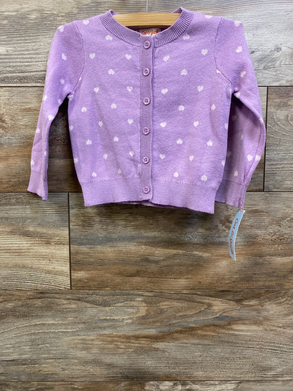 NEW Cat & Jack Heart Print Button Front Cardigan Purple sz 2T