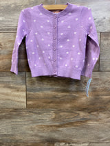 NEW Cat & Jack Heart Print Button Front Cardigan Purple sz 2T