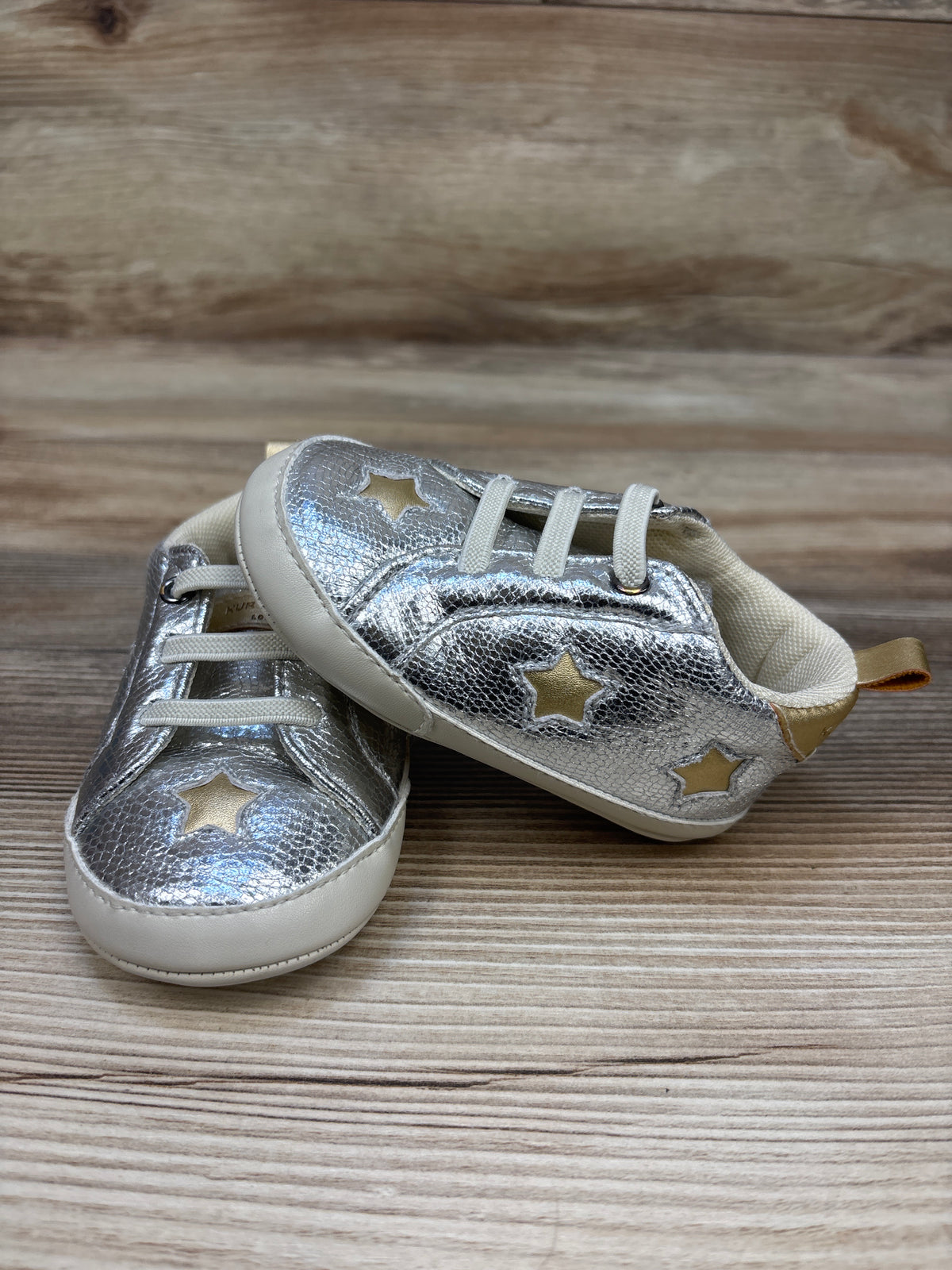 Kurt Geiger London Lane Star Soft Sole Crib Sneakers Silver sz 4c