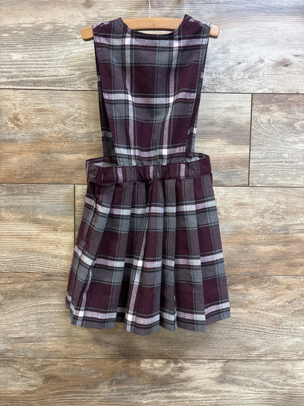 French Toast Girls Uniform Plaid V-Neck Pleated Jumper Dress Purple sz 4T