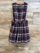 French Toast Girls Uniform Plaid V-Neck Pleated Jumper Dress Purple sz 4T