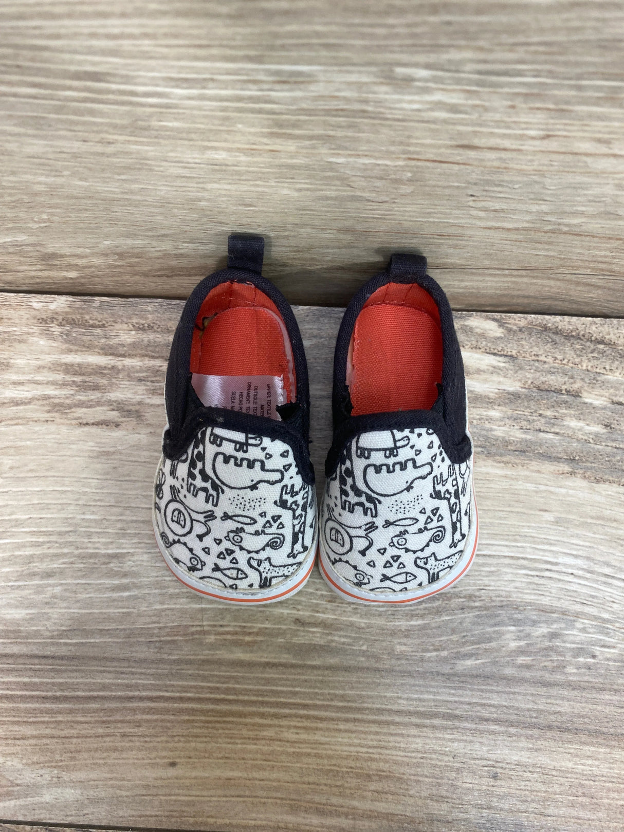 Infant Soft Sole Crib Shoes Canvas Animal Print Sz 2c