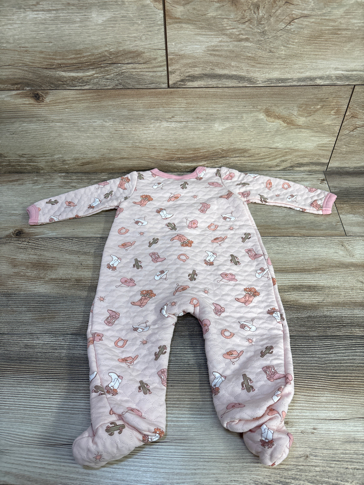 Little Beginnings Western Quilted Sleeper Pink sz 3-6m