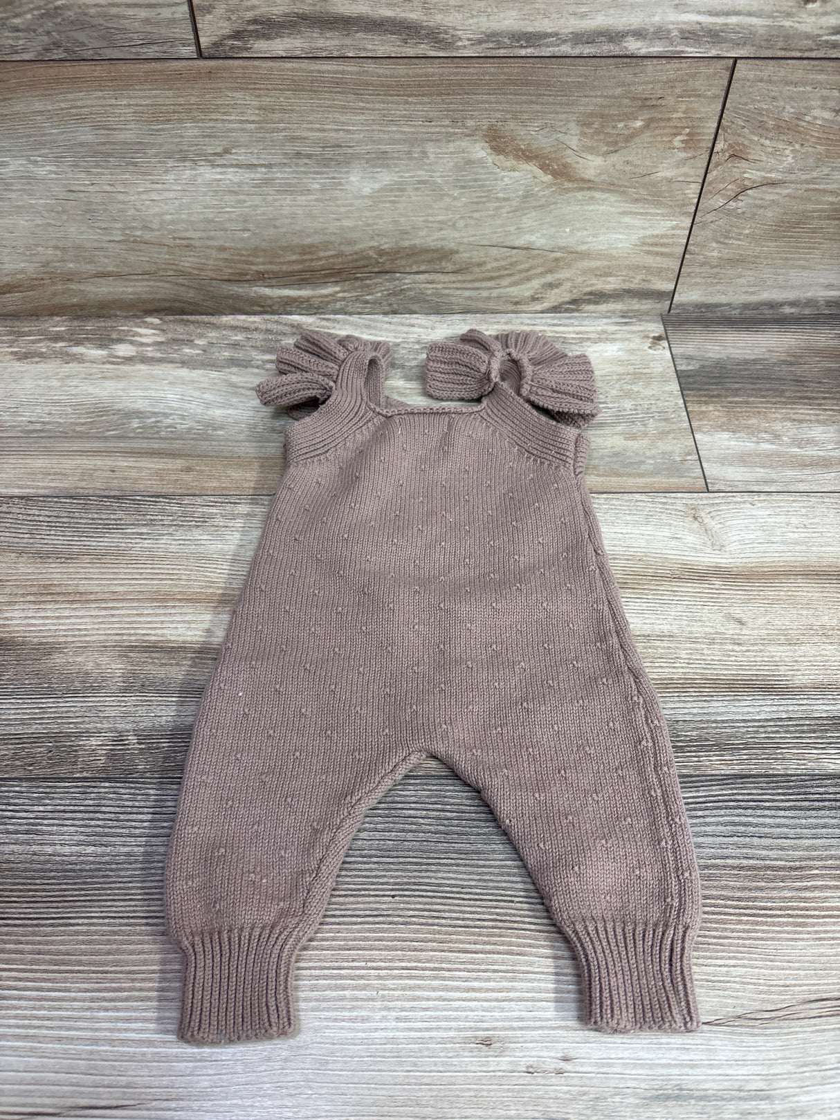 Rabbit + Bear Organic Knit Overalls Brown sz 0-3m
