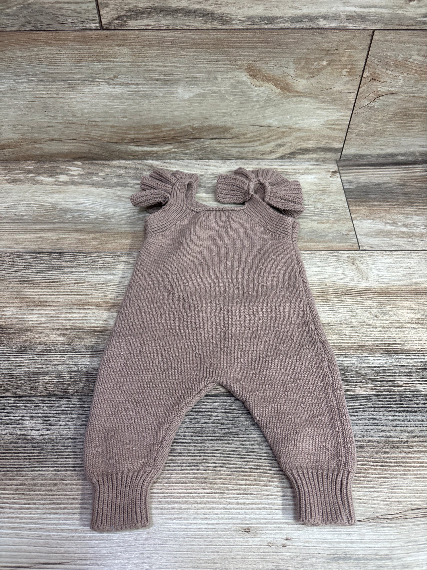 Rabbit + Bear Organic Knit Overalls Brown sz 0-3m