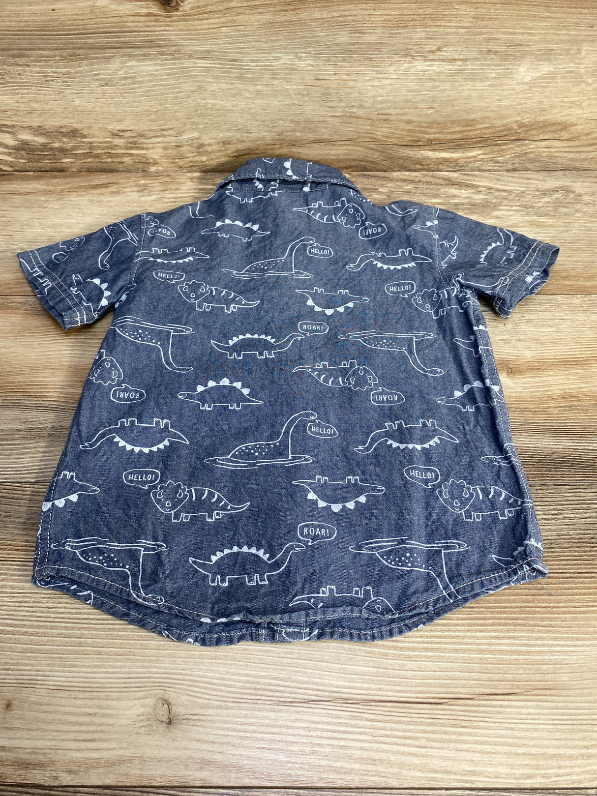 Carter's Chambray Dino Button-Up Shirt Blue sz 4T