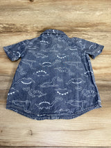 Carter's Chambray Dino Button-Up Shirt Blue sz 4T