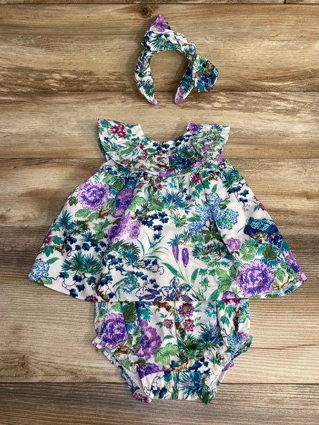 Janie and Jack 3pc Floral Ruffle Matching Set White sz 12-18m - Me n Mommy To Be