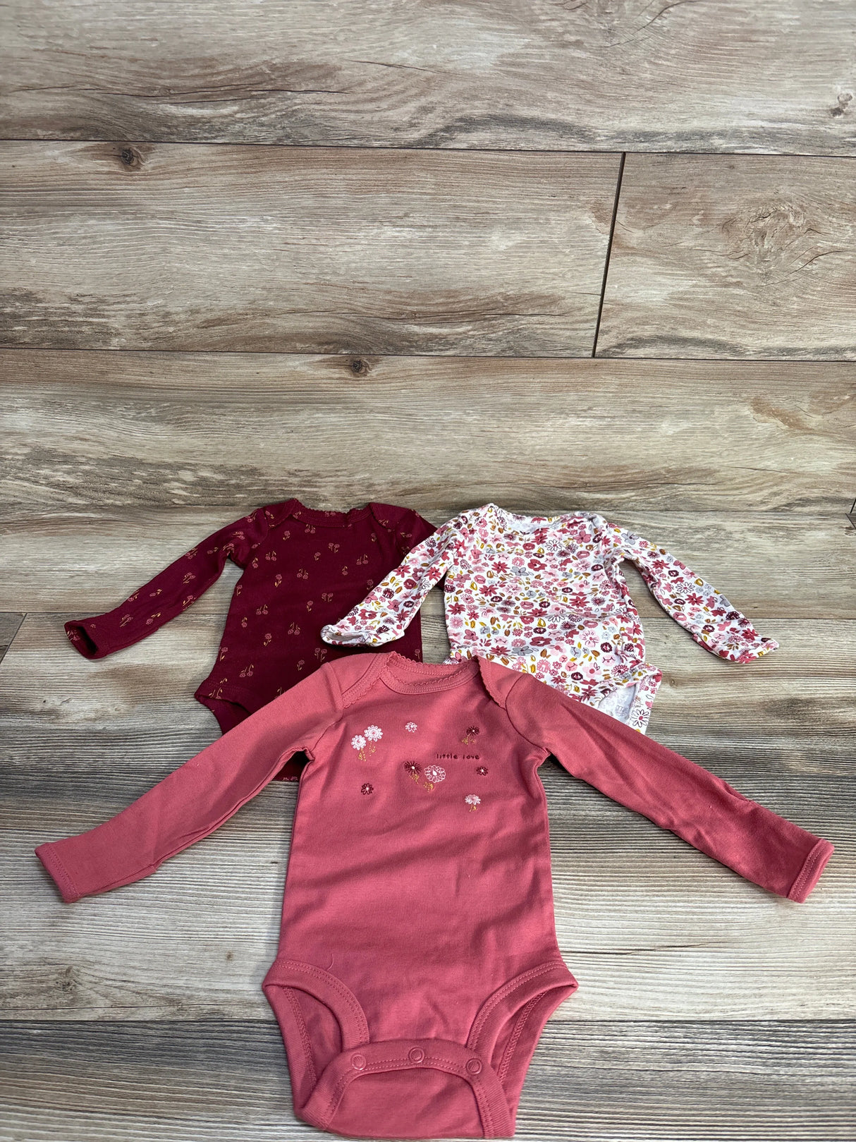Just One You 3pc Little Love Floral Embroidered Bodysuit Pink sz 3m