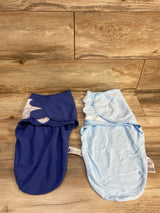 Soarwg Kids Organic Baby Swaddle Wraps Blue 2pk sz 0-3m