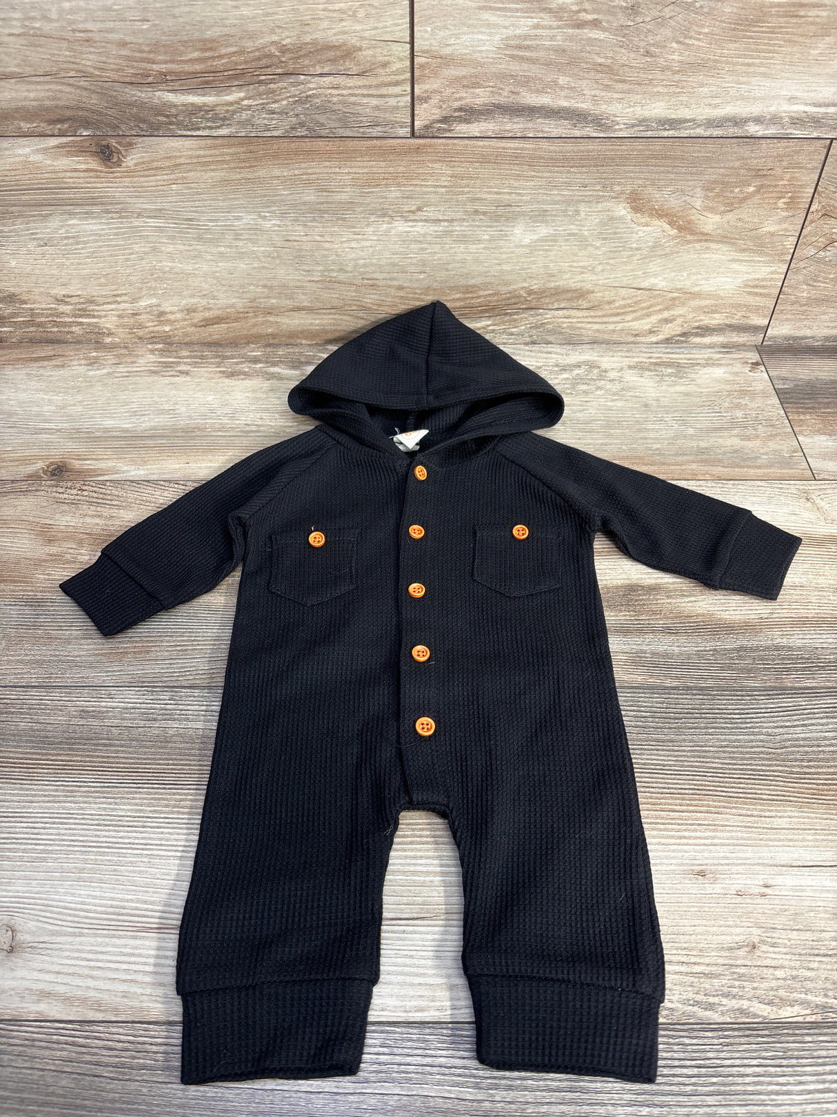 Waffle Knit Button Up Coverall Black sz 0-3m
