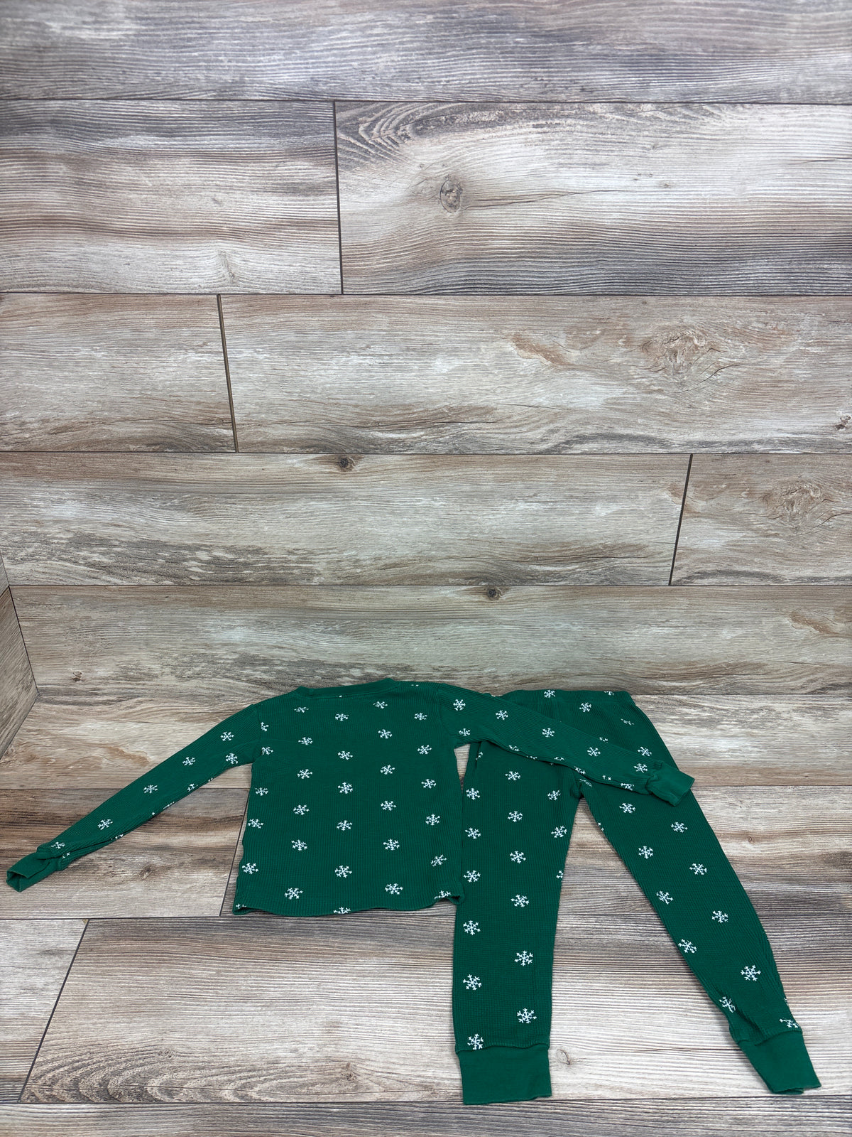 Carter's 2pc Waffle Knit Snowflake Pajama Set Green sz 4T