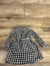 H&M Gingham Henley Waist-Tie Dress Black sz 4-5T