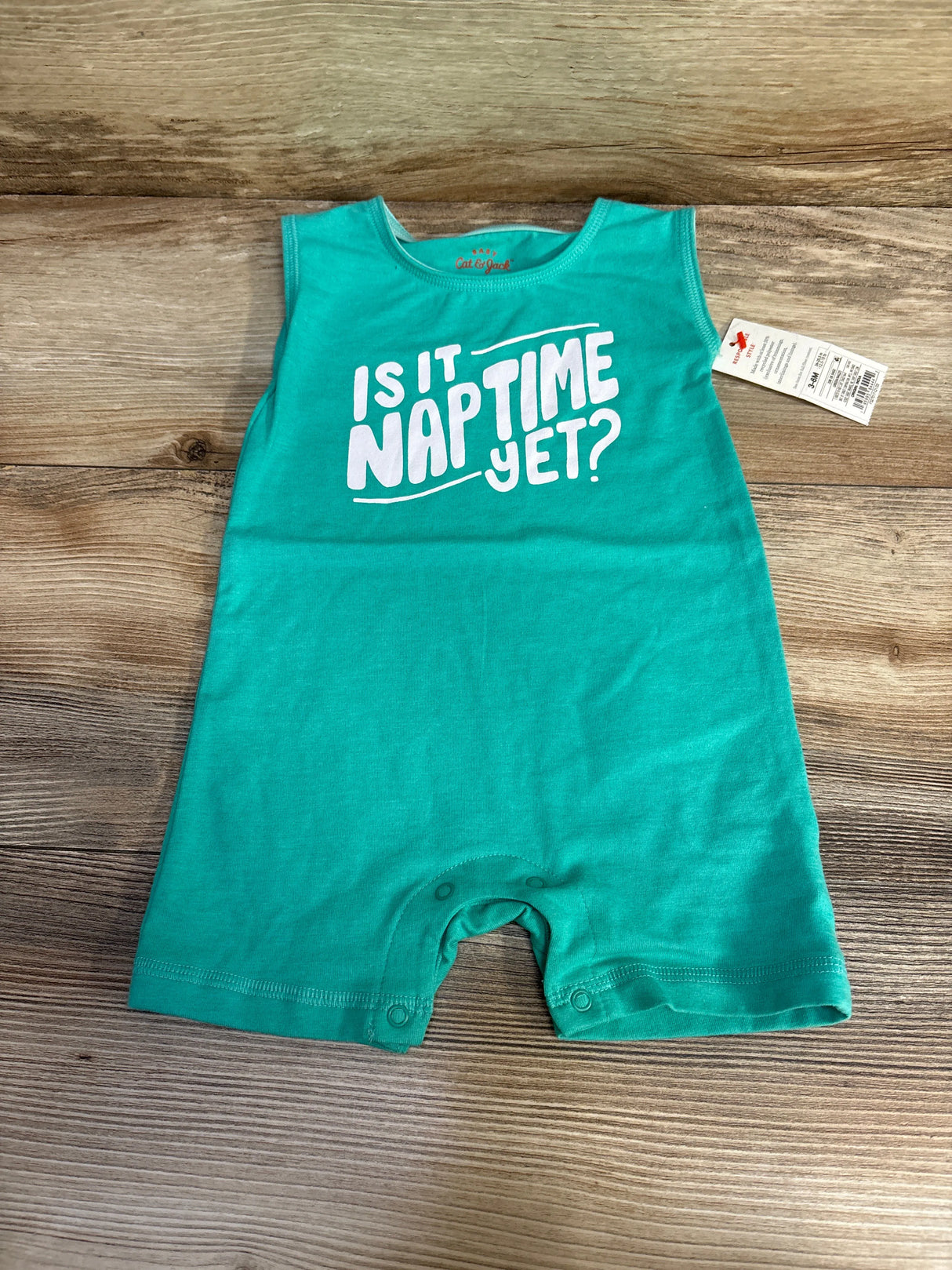 NEW Cat & Jack Is It Naptime Yet? Romper Green sz 3-6m - Me n Mommy To Be