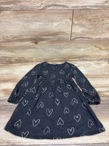 Old Navy Long Sleeve Heart Print Dress Grey sz 4T