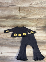 Little Co 2pc Crochet Sunflower Sweater & Flare Leggings Grey sz 9m