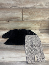 RZ by Rachel Zoe 2pc Velour Sweatshirt & Leopard Pants Set Grey sz 12m