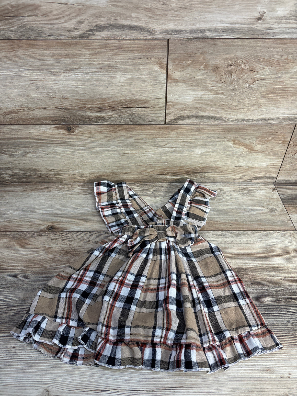 Ruffled Plaid Skirtall Tan sz 2-3T