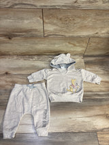 Disney Baby 2pc Winnie The Pooh Hooded Shirt & Bottoms Set Beige sz 3/6m
