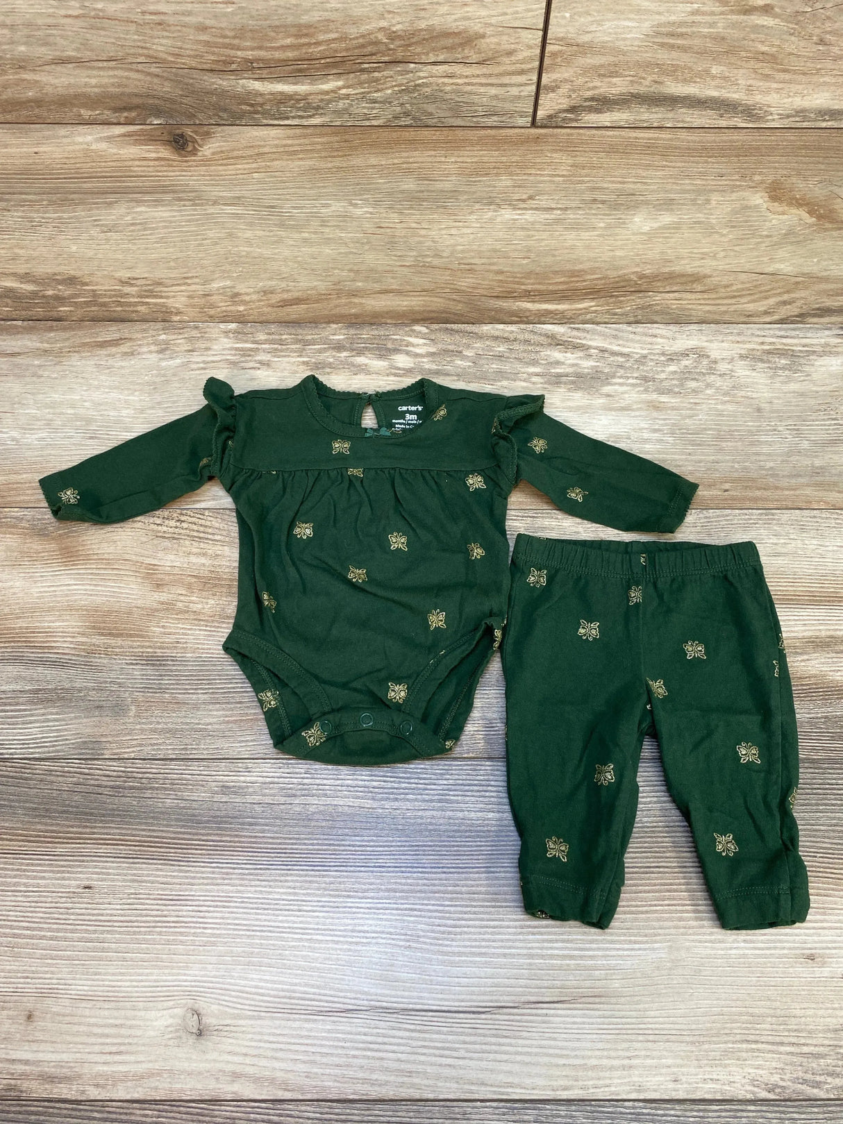 Carter's 2pc Butterfly Print Bodysuit & Pants Green sz 3m