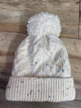 NEW Cat & Jack Cable Knit Beanie w/ Pom Pom White sz 12-24m