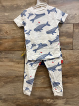 NEW Just One You Whale 4pc Pajama Set White/Navy sz 18m