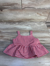 Shein Gingham Print Bow Peplum Shirt Red sz 9-12m