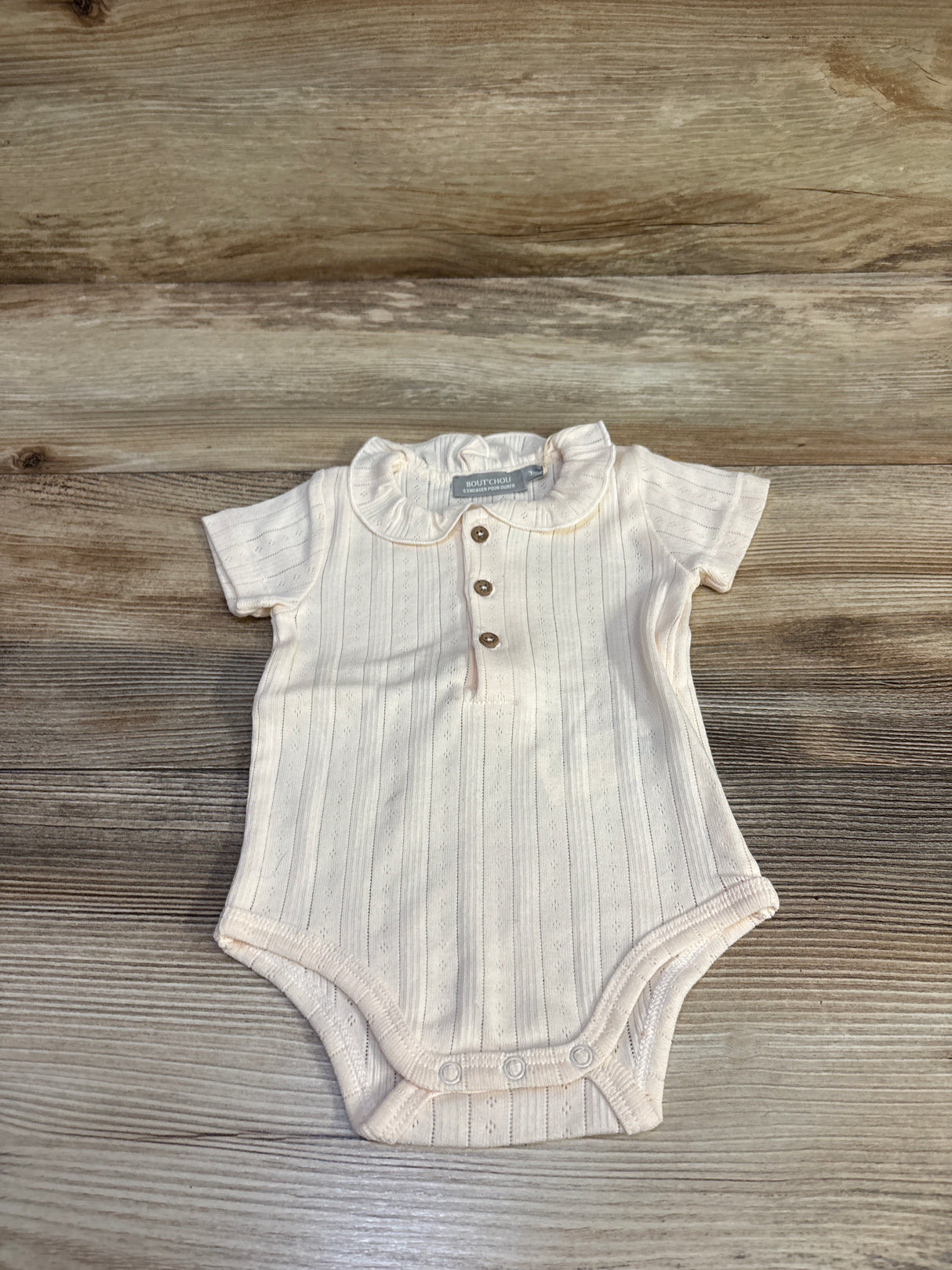 NEW Bout'Chou Pointelle Knit Collared Bodysuit Ivory sz 3m