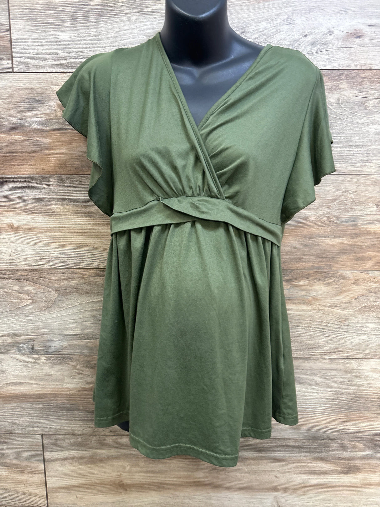 Ekouaer Maternity V-Neck Nursing Shirt Green sz Large