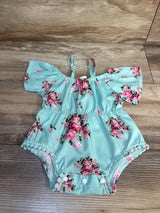 Shien Floral Bodysuit Turquoise sz 3-6m
