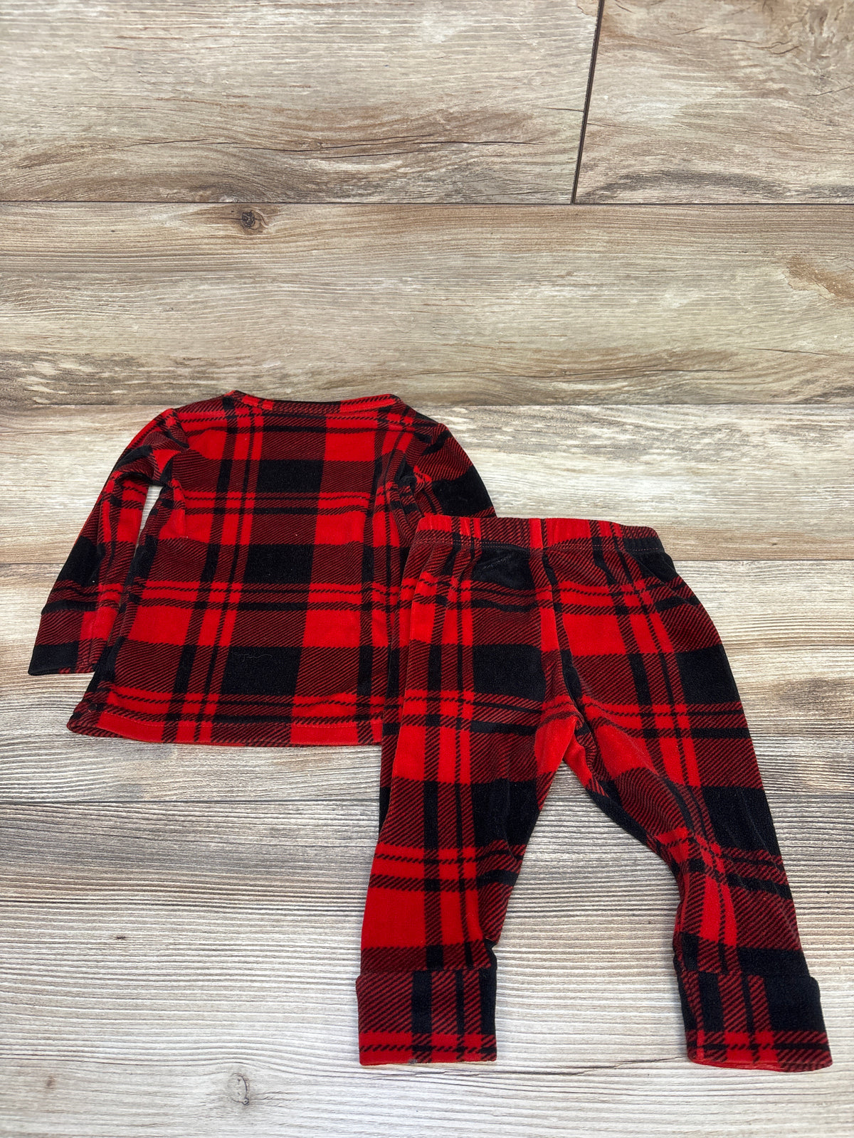Cat & Jack 2pc Plaid Velour Pajama Set Red sz 12m